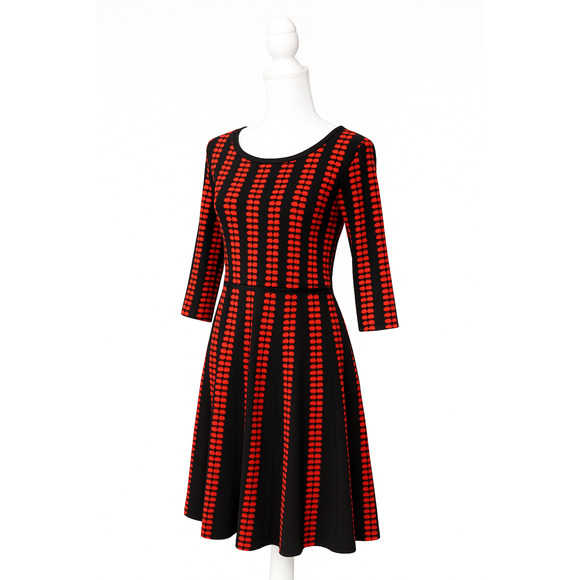 Danny & Nicole Womens Red Black Round Neck Fit & Flare Sweater Dress Size PXL - Picture 3 of 6